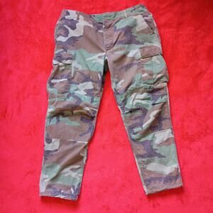Military Combat Trousers M81 Size L Regular Vintage Baggy Tactical Woodland Camo